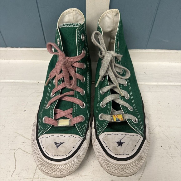 Converse All Star High Top Amazon Kelly Green Canvas Shoes Sz Mens 5 Women’s 7 - Picture 3 of 10